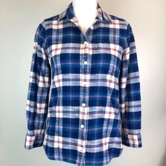 J. Crew Tops - J.Crew Vintage 90s Blue  Plaid Sz 2